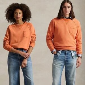 Polo Ralph Lauren Garment-Dyed Fleece Sweatshirt Orange Pullover Unisex Men's XL